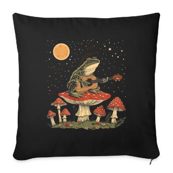 Cottagecore Aesthetic Frog Guitar Mushroom Witchy - Sofa pillowcase 17,3'' x 17,3'' (45 x 45 cm) - black - Front