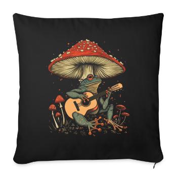 Cottagecore Aesthetic Frog Guitar Mushroom Goblin - Sofa pillowcase 17,3'' x 17,3'' (45 x 45 cm) - black - Front