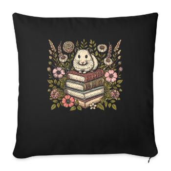 Hamster Gold Hamster Flower Book Reader - Sofa pillowcase 17,3'' x 17,3'' (45 x 45 cm) - black - Front