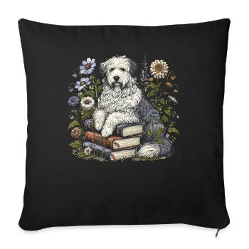 Old English Shepherd Bobtail - Sofa pillowcase 17,3'' x 17,3'' (45 x 45 cm) - black - Front