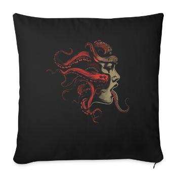 Weirdcore Aesthetic Octopus Woman Face Horror - Sofa pillowcase 17,3'' x 17,3'' (45 x 45 cm) - black - Front