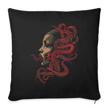 Weirdcore Aesthetic Octopus Woman Face Horror - Sofa pillowcase 17,3'' x 17,3'' (45 x 45 cm) - black - Front