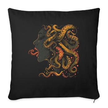 Weirdcore Aesthetic Octopus Woman Face Horror - Sofa pillowcase 17,3'' x 17,3'' (45 x 45 cm) - black - Front