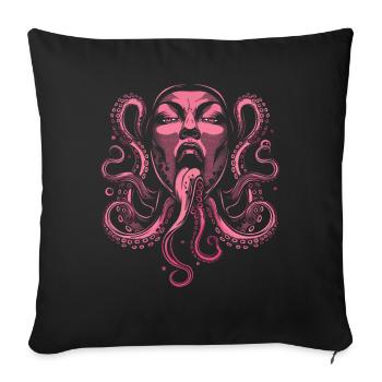 Weirdcore Aesthetic Octopus Woman Face Horror - Sofa pillowcase 17,3'' x 17,3'' (45 x 45 cm) - black - Front