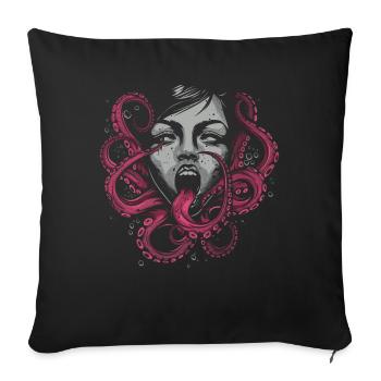 Weirdcore Aesthetic Octopus Woman Face Horror - Sofa pillowcase 17,3'' x 17,3'' (45 x 45 cm) - black - Front