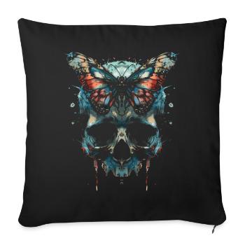 Weirdcore Ästhetik Schädel Schmetterling Strangeco - Sofakissenbezug 45 x 45 cm - Schwarz - Vorne