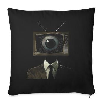 Esthétique bizarre TV Homme Oeil Grunge brins - Housse de coussin décorative 45 x 45 cm - noir - Devant