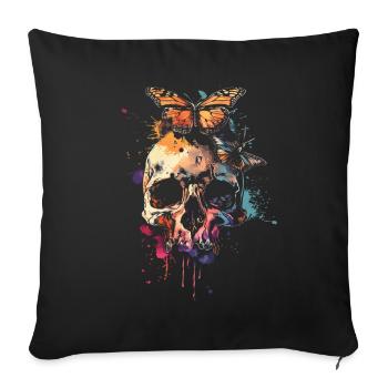 Weirdcore Aesthetics Skull Butterfly Strangeco - Sofa pillowcase 17,3'' x 17,3'' (45 x 45 cm) - black - Front