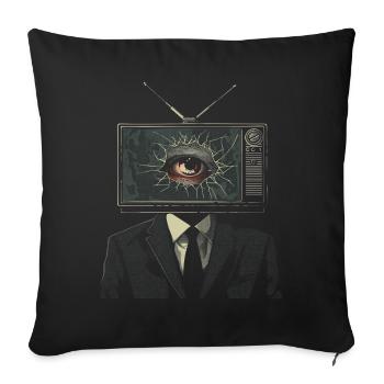 Esthétique bizarre TV Homme Oeil Grunge brins - Housse de coussin décorative 45 x 45 cm - noir - Devant