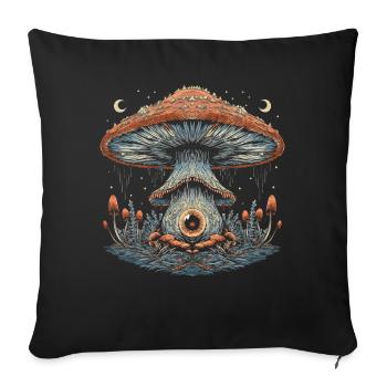 Cottagecore Weirdcore Aesthetic Mushroom Eyeball Mon - Sofa pillowcase 17,3'' x 17,3'' (45 x 45 cm) - black - Front