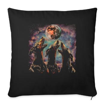Dobermann Hund Heulender Mond - Sofakissenbezug 45 x 45 cm - Schwarz - Vorne