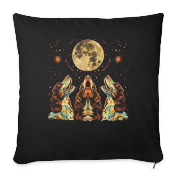 English Springer Spaniel Hund Heulender Mond - Sofakissenbezug 45 x 45 cm - Schwarz - Vorne