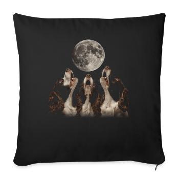 English Springer Spaniel Hund Heulender Mond - Sofakissenbezug 45 x 45 cm - Schwarz - Vorne