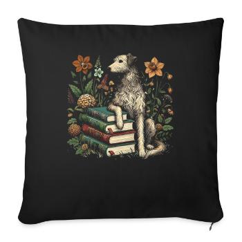 Irish Wolfhound Flower Book Reader - Sofa pillowcase 17,3'' x 17,3'' (45 x 45 cm) - black - Front
