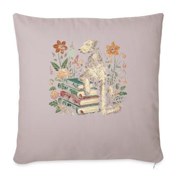 Irish Wolfhound Flower Book Reader - Sofa pillowcase 17,3'' x 17,3'' (45 x 45 cm) - light taupe - Front