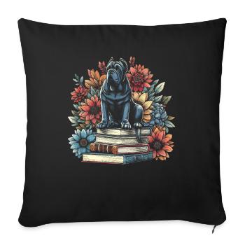 Cane Corso Flower Book Reader Floralcottagecore - Housse de coussin décorative 45 x 45 cm - noir - Devant