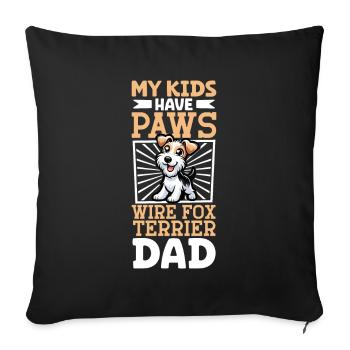 Drahthaar-Foxterrier Papa - Sofakissenbezug 45 x 45 cm - Schwarz - Vorne