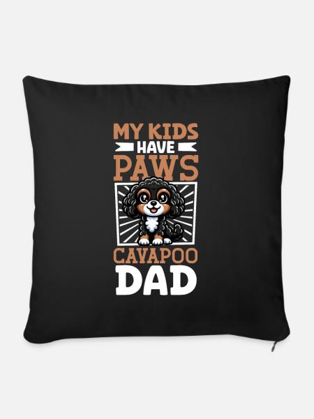 Cavapoo Papa - Sofakissenbezug 45 x 45 cm - Schwarz