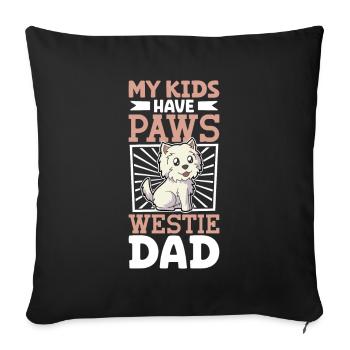 Papa West Highland Terrier - Housse de coussin décorative 45 x 45 cm - noir - Devant