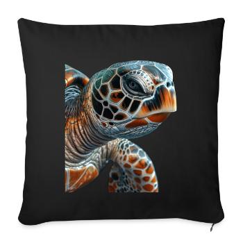 Tortue marine - Housse de coussin décorative 45 x 45 cm - noir - Devant