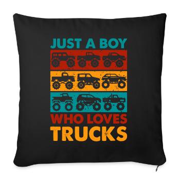 Just a Boy who love trucks Cars - Sofakissenbezug 45 x 45 cm - Schwarz - Vorne