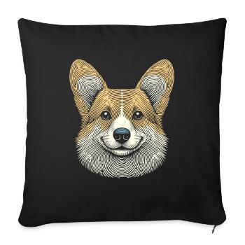 Empreinte digitale corgi - Housse de coussin décorative 45 x 45 cm - noir - Devant