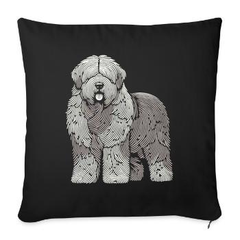 Old English Shepherd Bobtail Fingerprint - Sofa pillowcase 17,3'' x 17,3'' (45 x 45 cm) - black - Front