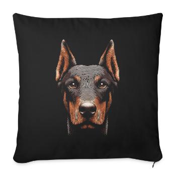 Empreinte digitale du doberman - Housse de coussin décorative 45 x 45 cm - noir - Devant