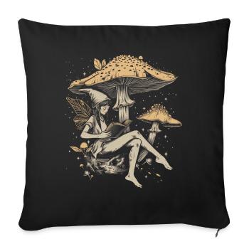 Cottagecore Aesthetic Fairy Book Mushroom Witch Fairyc - Sofa pillowcase 17,3'' x 17,3'' (45 x 45 cm) - black - Front