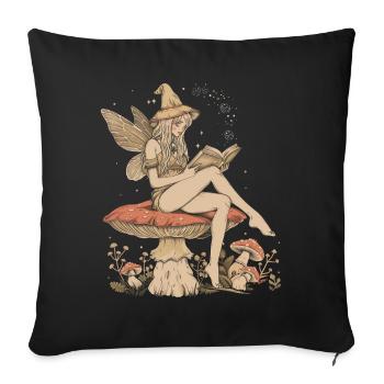 Cottagecore Aesthetic Fairy Book Mushroom Witch Fairyc - Sofa pillowcase 17,3'' x 17,3'' (45 x 45 cm) - black - Front