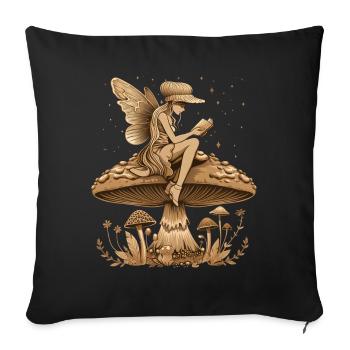 Cottagecore Aesthetic Fairy Book Mushroom Witch Fairyc - Sofa pillowcase 17,3'' x 17,3'' (45 x 45 cm) - black - Front