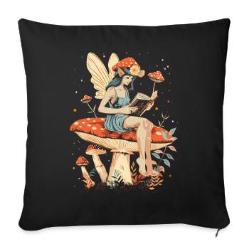 Cottagecore Aesthetic Fairy Book Mushroom Witch Fairyc - Sofa pillowcase 17,3'' x 17,3'' (45 x 45 cm) - black - Front