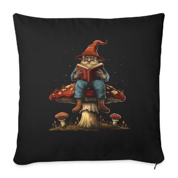 Cottagecore Aesthetic Elf Reading Book Mushroom Witchy - Sofa pillowcase 17,3'' x 17,3'' (45 x 45 cm) - black - Front
