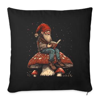 Cottagecore Aesthetic Elf Reading Book Mushroom Witchy - Sofa pillowcase 17,3'' x 17,3'' (45 x 45 cm) - black - Front