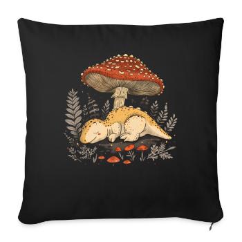 Cottagecore Aesthetic Sleeping Baby Dinosaur - Sofa pillowcase 17,3'' x 17,3'' (45 x 45 cm) - black - Front