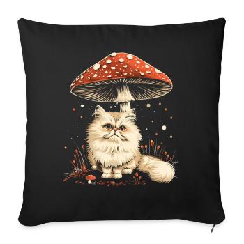 Cottagecore Ästhetische Perserkatze Pilz Witchy Fl - Sofakissenbezug 45 x 45 cm - Schwarz - Vorne