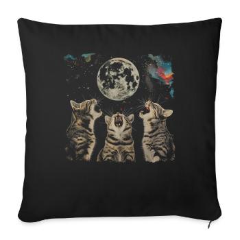 Chat américain à poil court Lune hurlante - Housse de coussin décorative 45 x 45 cm - noir - Devant