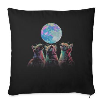 American Shorthair Cat Howling Moon - Sofa pillowcase 17,3'' x 17,3'' (45 x 45 cm) - black - Front