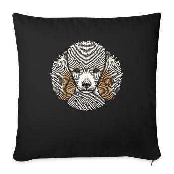 Empreinte digitale de caniche - Housse de coussin décorative 45 x 45 cm - noir - Devant