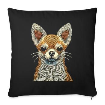 Empreinte digitale Chihuahua - Housse de coussin décorative 45 x 45 cm - noir - Devant