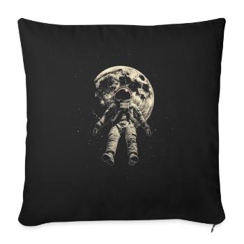 Astronaut Weltraum Schwebender Mond - Sofakissenbezug 45 x 45 cm - Schwarz - Vorne