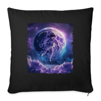 Astronaut Weltraum Schwebender Mond - Sofakissenbezug 45 x 45 cm - Schwarz - Vorne