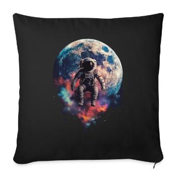 Astronaut Weltraum Schwebender Mond - Sofakissenbezug 45 x 45 cm - Schwarz - Vorne