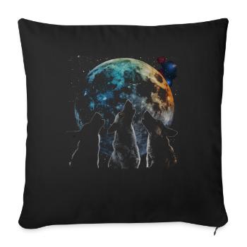 Bouvier australien chien chien lune hurlante - Housse de coussin décorative 45 x 45 cm - noir - Devant