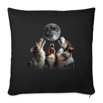 Australian Shepherd Dog Heulender Mond - Sofakissenbezug 45 x 45 cm - Schwarz - Vorne