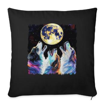 Australian Shepherd Dog Heulender Mond - Sofakissenbezug 45 x 45 cm - Schwarz - Vorne