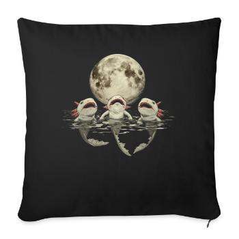 Axolotl-Amphibie Heulender Mond - Sofakissenbezug 45 x 45 cm - Schwarz - Vorne