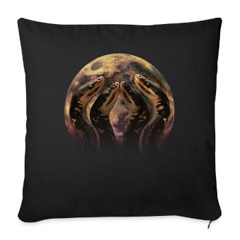 Ball Python Snake Howling Moon - Sofa pillowcase 17,3'' x 17,3'' (45 x 45 cm) - black - Front