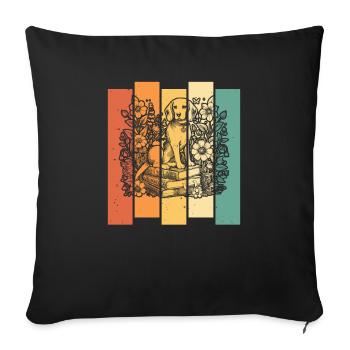 Beagle Flower Book Reader Floral Cottagecore - Sofa pillowcase 17,3'' x 17,3'' (45 x 45 cm) - black - Front
