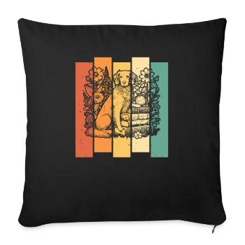 Brittany Spaniel Flower Book Reader - Sofa pillowcase 17,3'' x 17,3'' (45 x 45 cm) - black - Front